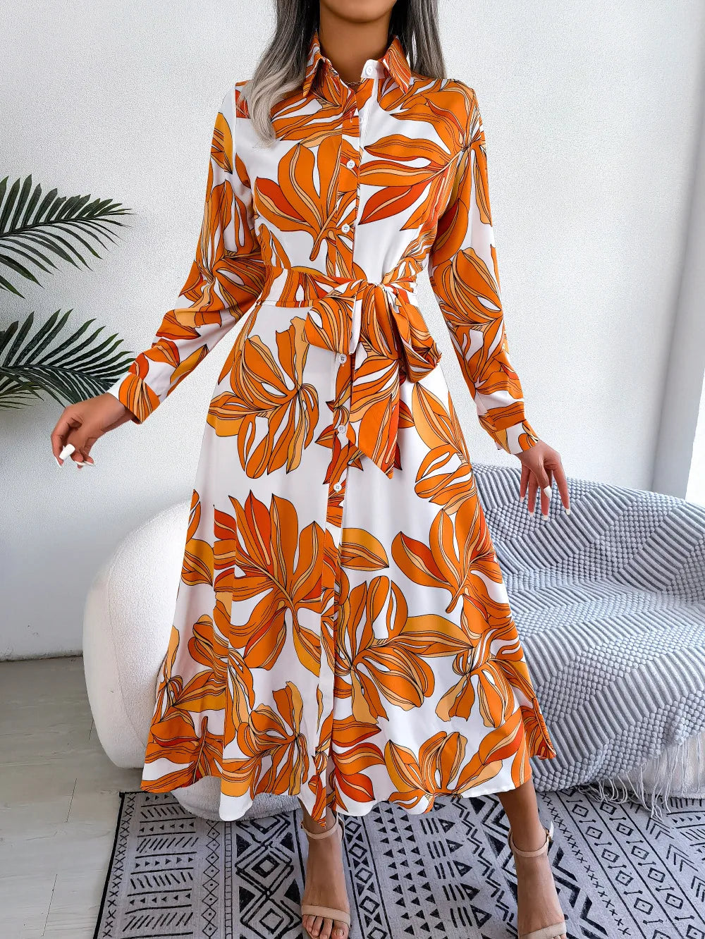 Lala – Floral Printed Maxi Shirt Dress