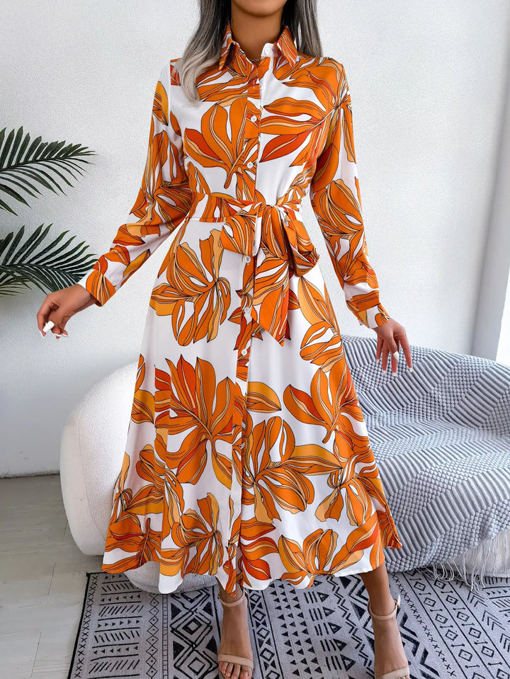 Lala – Floral Printed Maxi Shirt Dress