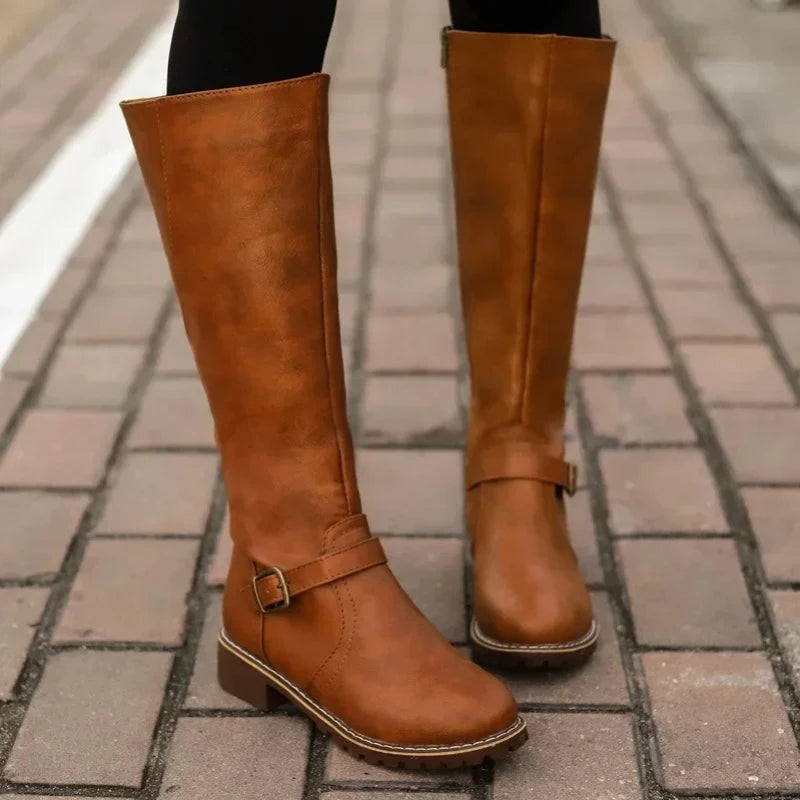 Lenora | Buckle Knee High Boots