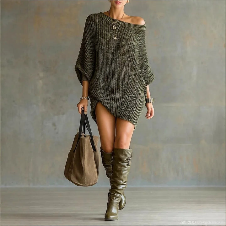 Justine | Ribbed Knit Sweater Dress