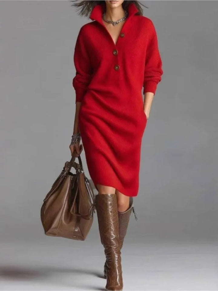 Olga | Ribbed Knit Sweater Dress