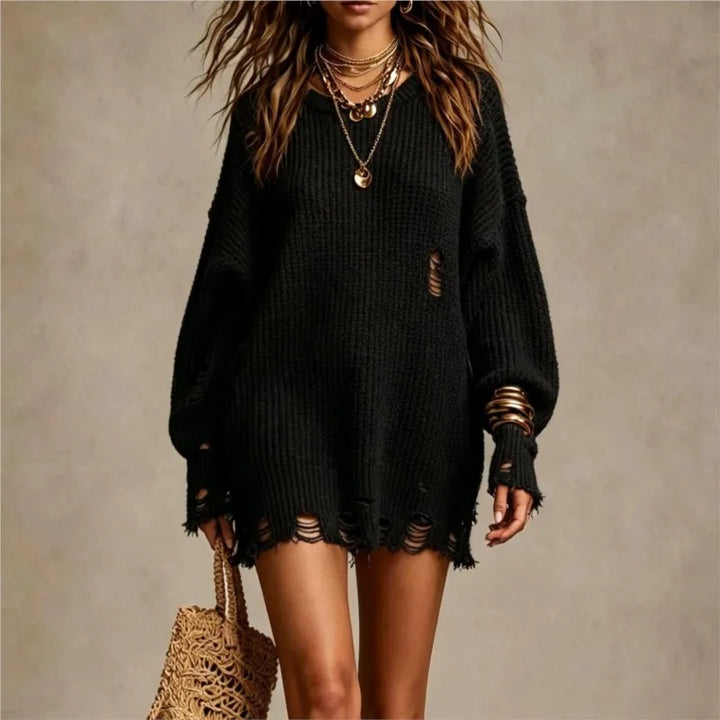 Polly | Distressed Knit Sweater