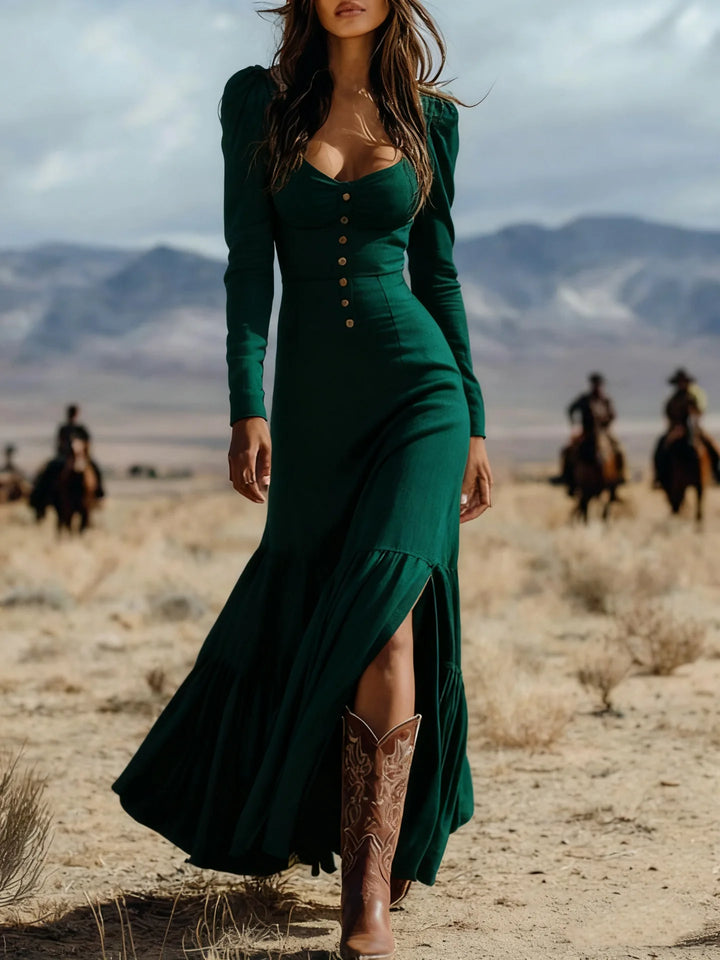BRENDA | BUTTON MAXI DRESS