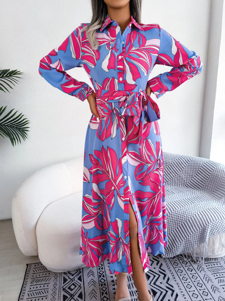 Lala – Floral Printed Maxi Shirt Dress