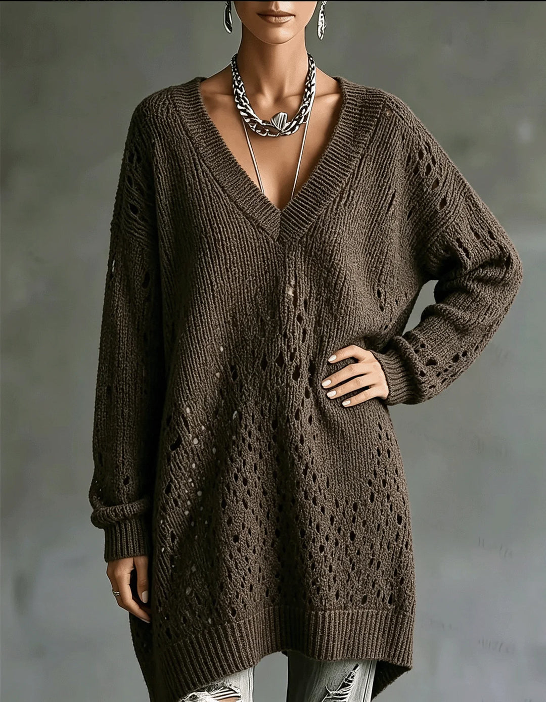 Enid | Open Knit Tunic Sweater