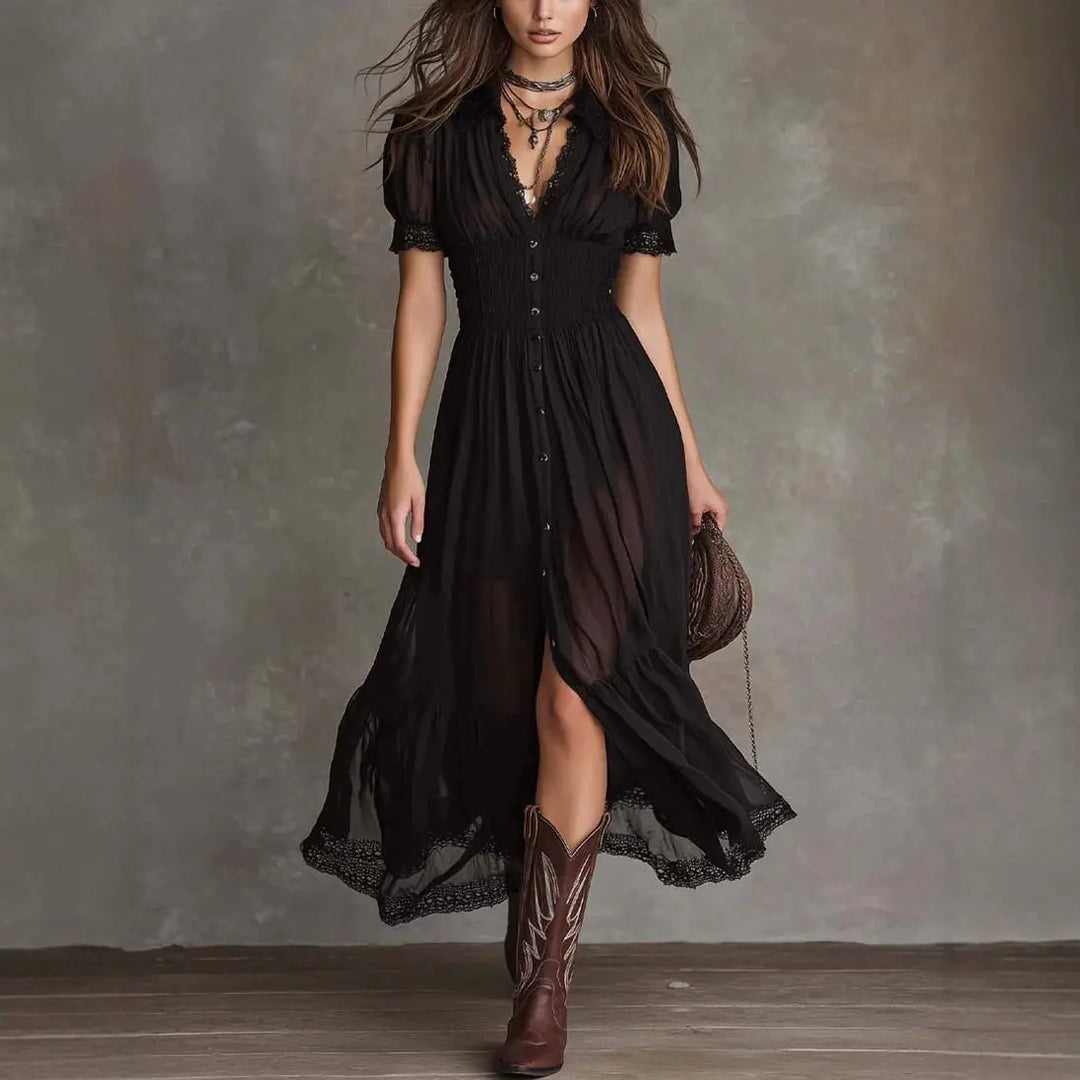 REBECCA | BUTTON-FRONT MAXI DRESS