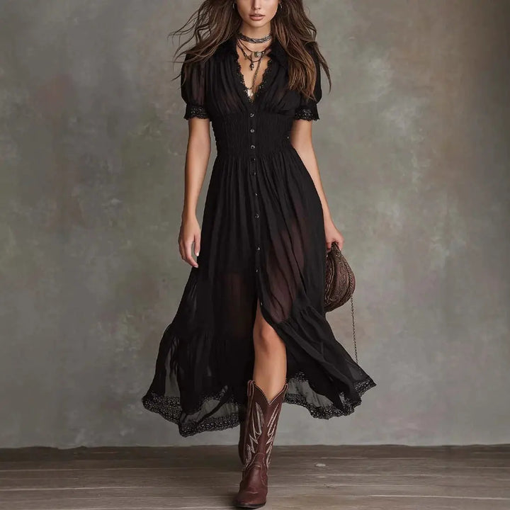 REBECCA | BUTTON-FRONT MAXI DRESS