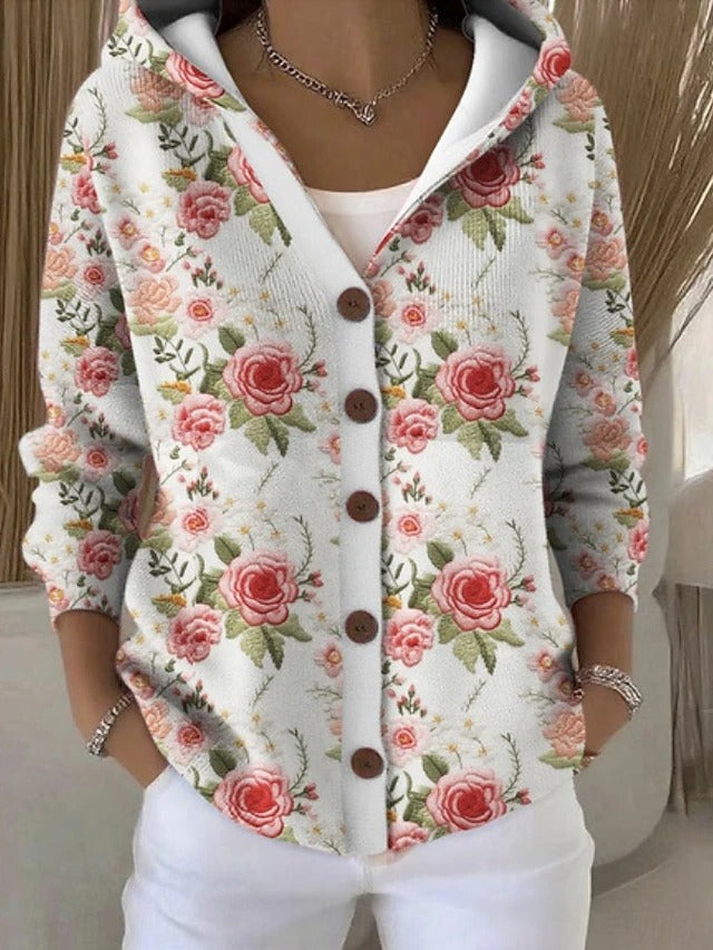 Jenna | Elegant  Button Hooded Sweater