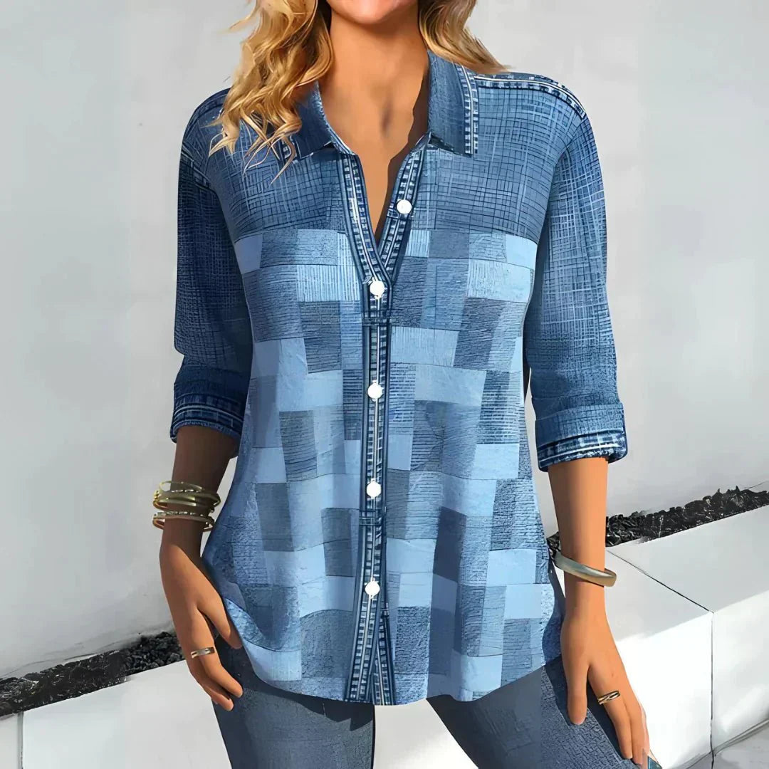 Hazel – Classic Checkered Blouse
