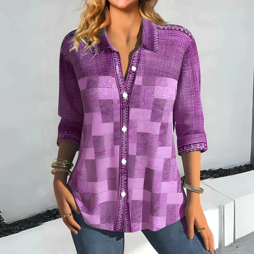 Hazel – Classic Checkered Blouse
