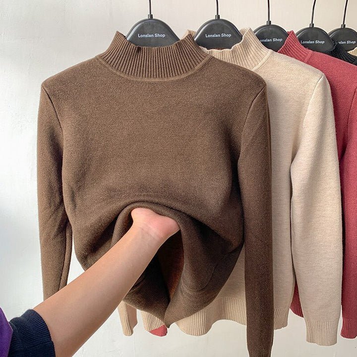 Namita – Turtleneck Knit Sweater with Fleece Lining