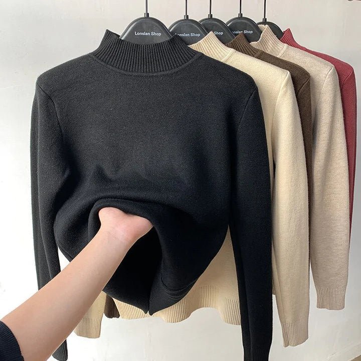 Namita – Turtleneck Knit Sweater with Fleece Lining