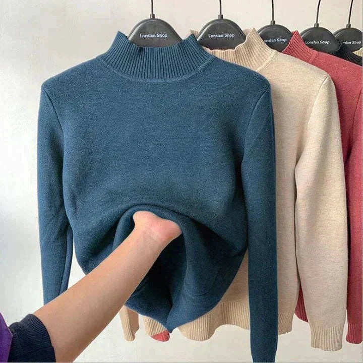 Namita – Turtleneck Knit Sweater with Fleece Lining