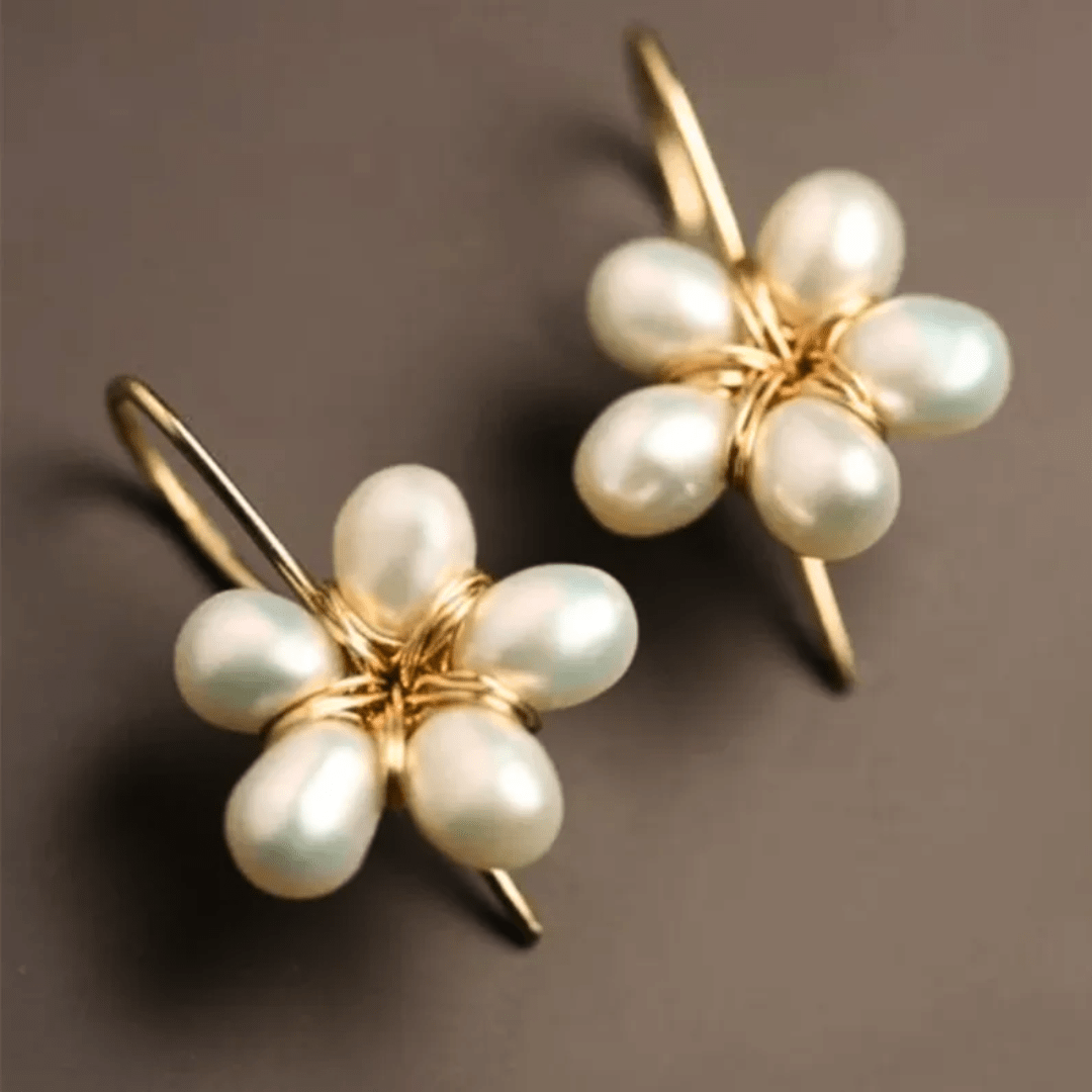 Zarina – Pearl Floral Drop Earrings