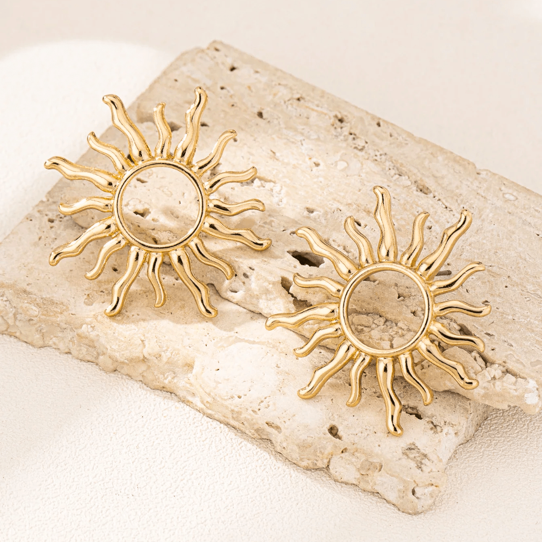 Lunara – Sun Stud Earrings in Sunshine Gold