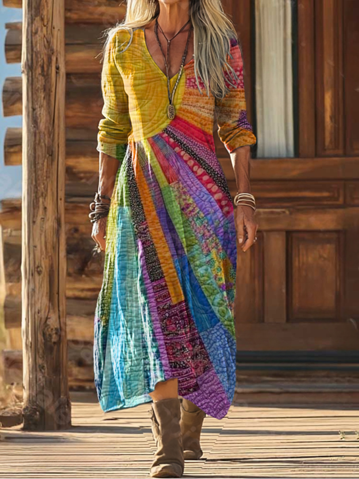 Mary | Printed Multicolor Maxi Dress