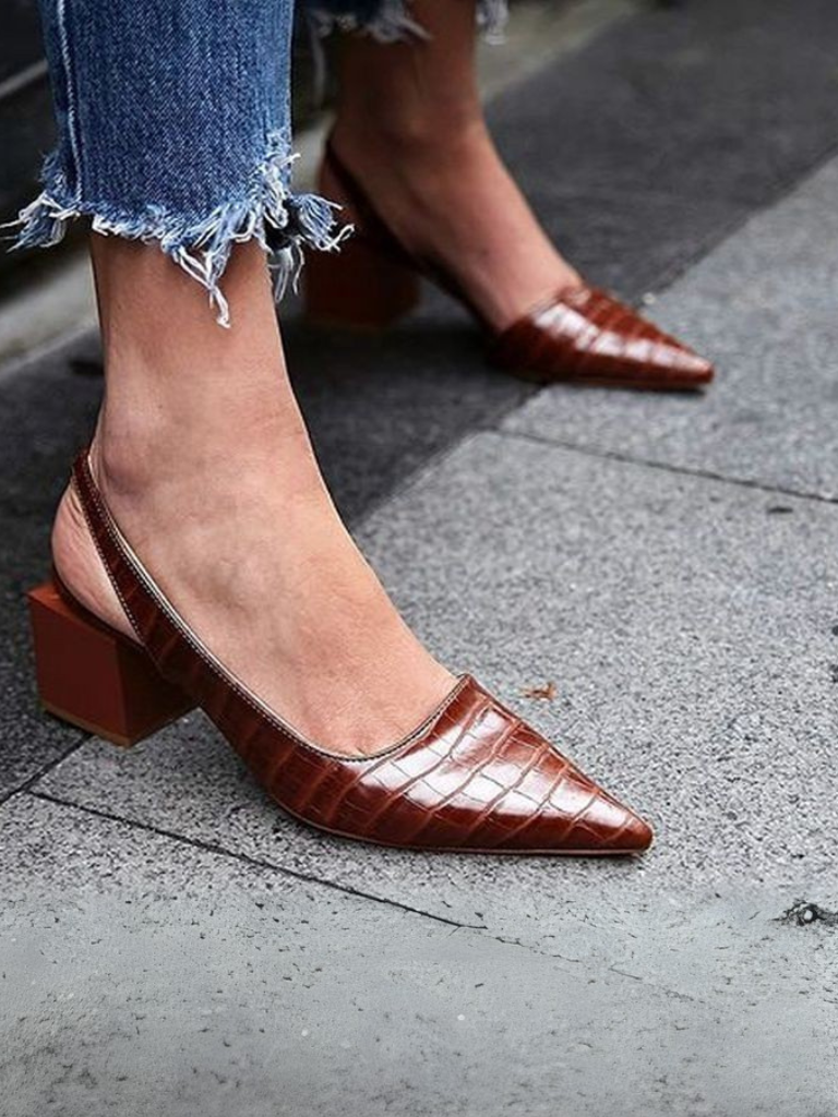 Lynnette | Croc-Effect Slingback Shoes