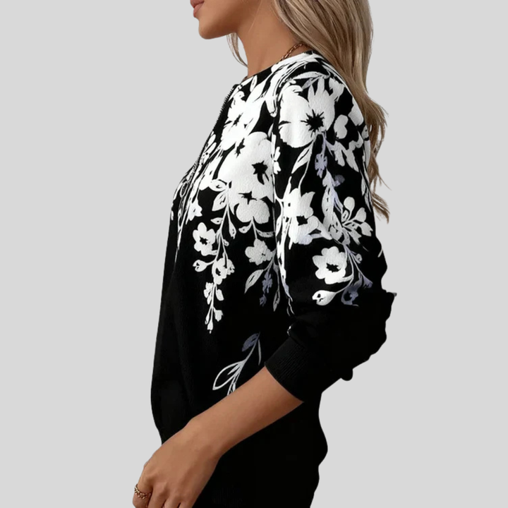 Marlene | Floral Print Top with Zipper
