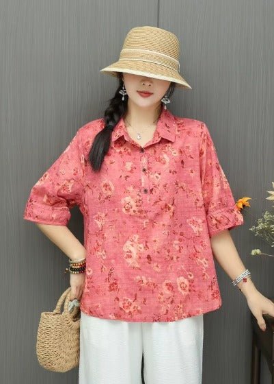 Amanda – Floral Art Blouse with 3/4 Sleeves