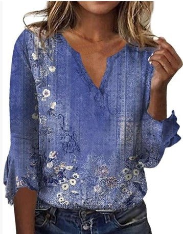 Luisa – Floral Plus Size V-Neck Blouse