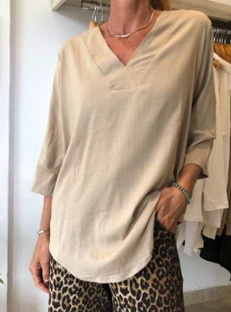 Talli – Long Sleeve Top with Lapel Neckline