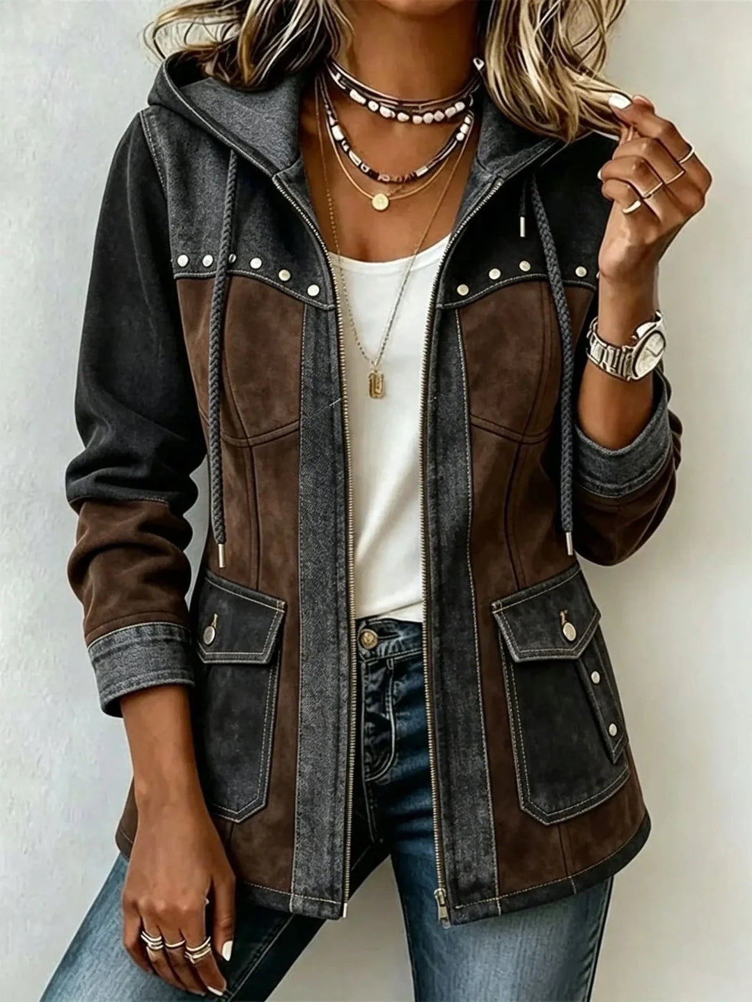 BROOKE | COLOR-BLOCK HOODED JACKET