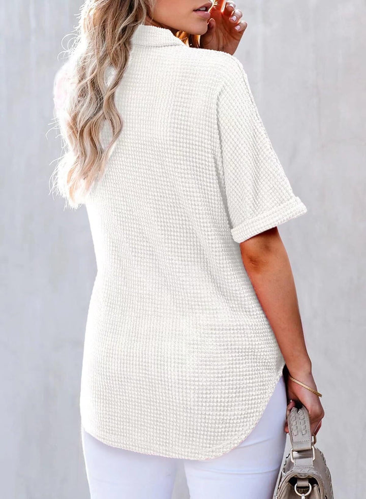 Solen – Waffle Knit Oversized Button-Up Shirt