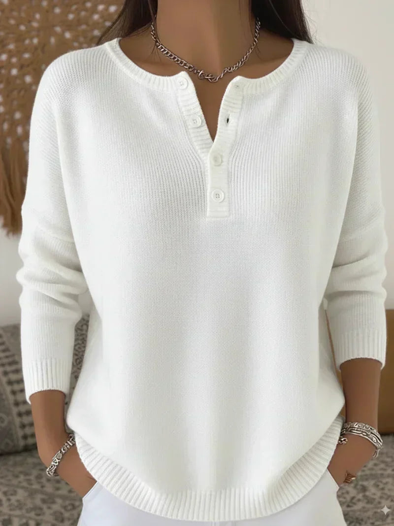 Erin | Knit Sweater with Henley Buttons