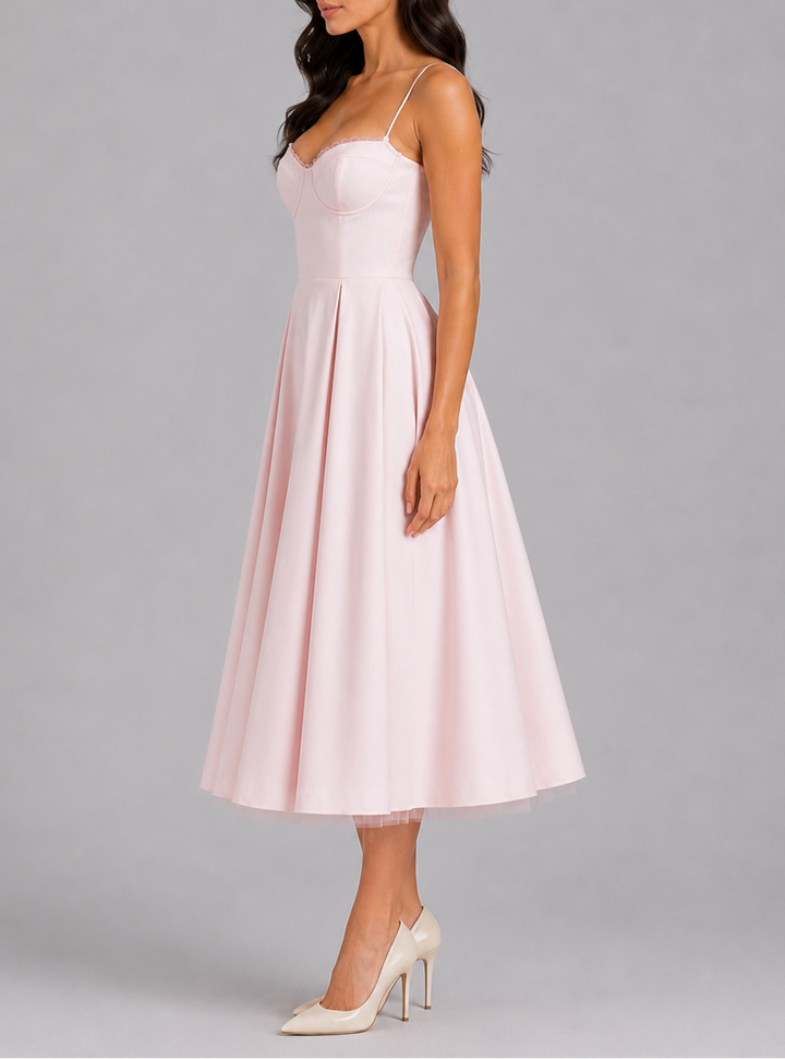 Riley | Corset Midi Dress with Full Skirt