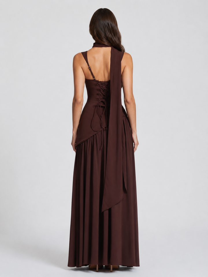 Scarlett | Draped Satin Feel Maxi Dress