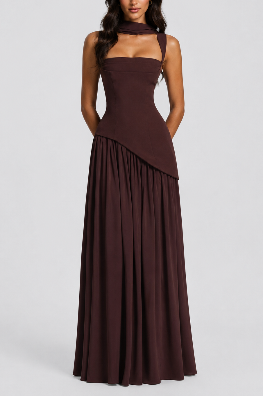 Scarlett | Draped Satin Feel Maxi Dress
