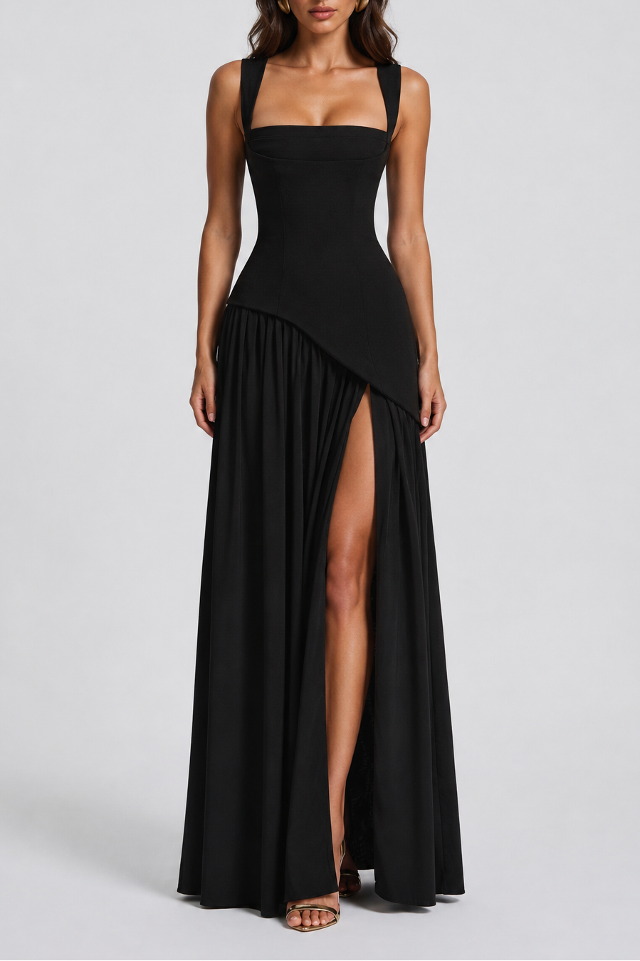 Scarlett | Draped Satin Feel Maxi Dress