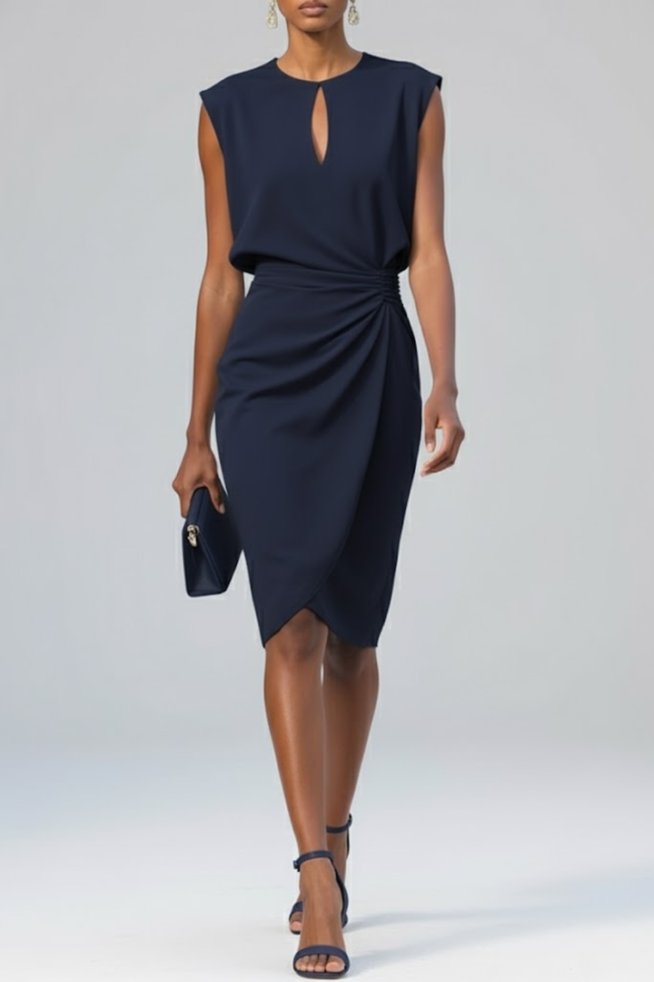 Georgia | Ruched Keyhole Midi Dress