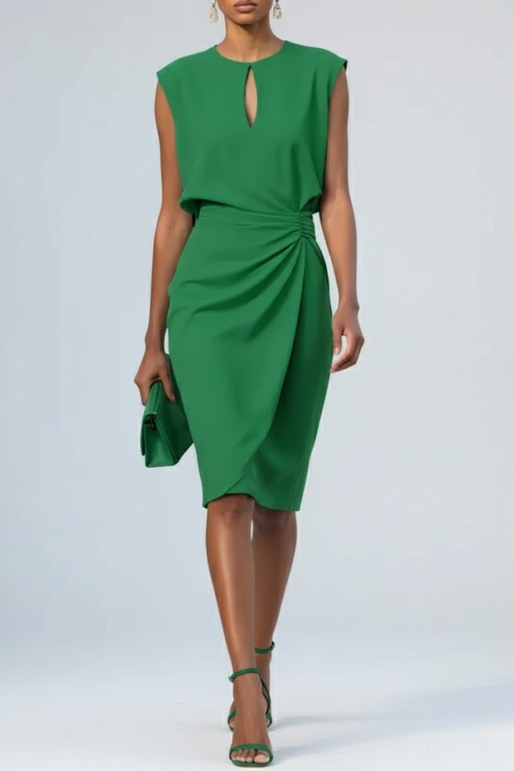 Georgia | Ruched Keyhole Midi Dress
