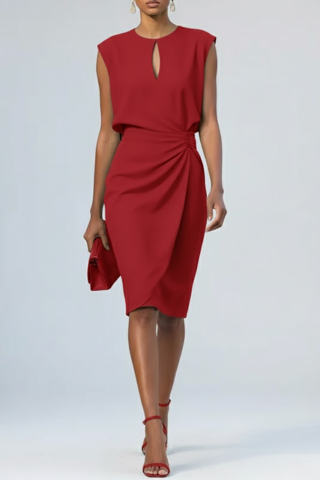 Georgia | Ruched Keyhole Midi Dress