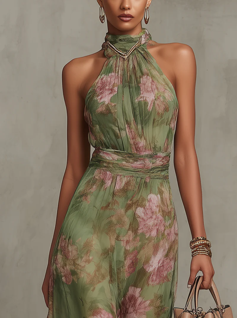 Jacinta – Floral Halter Maxi Dress