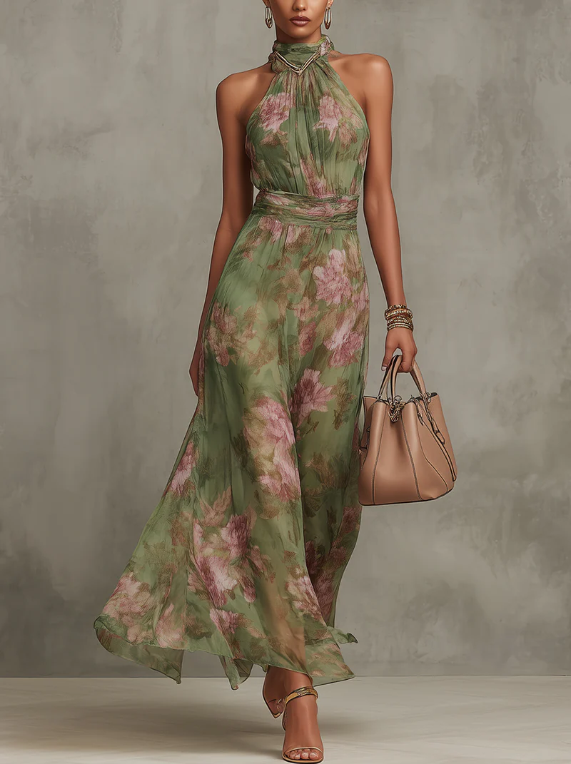 Jacinta – Floral Halter Maxi Dress