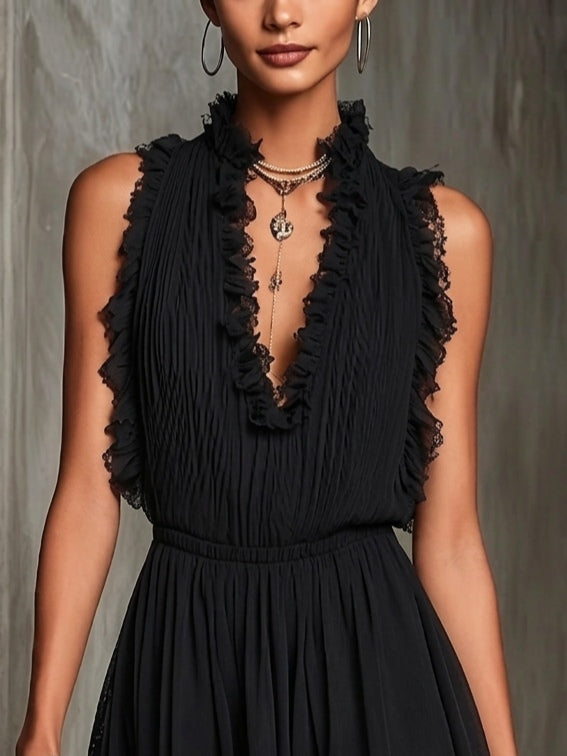 Mélaine | Black Ruffle Mini Romper