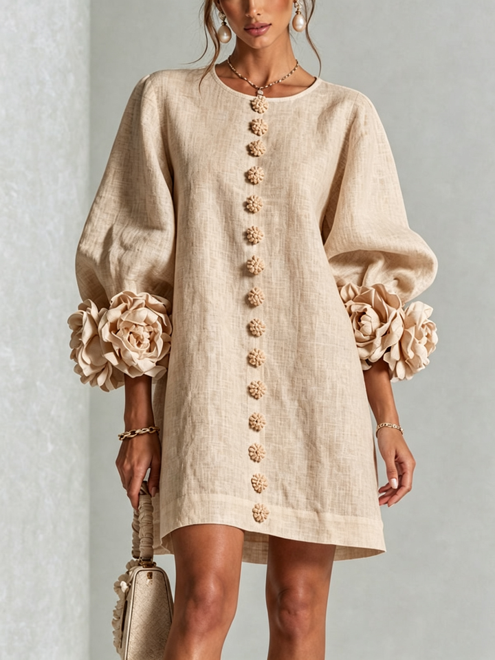 Janice | White Floral Button-down Mini Dress