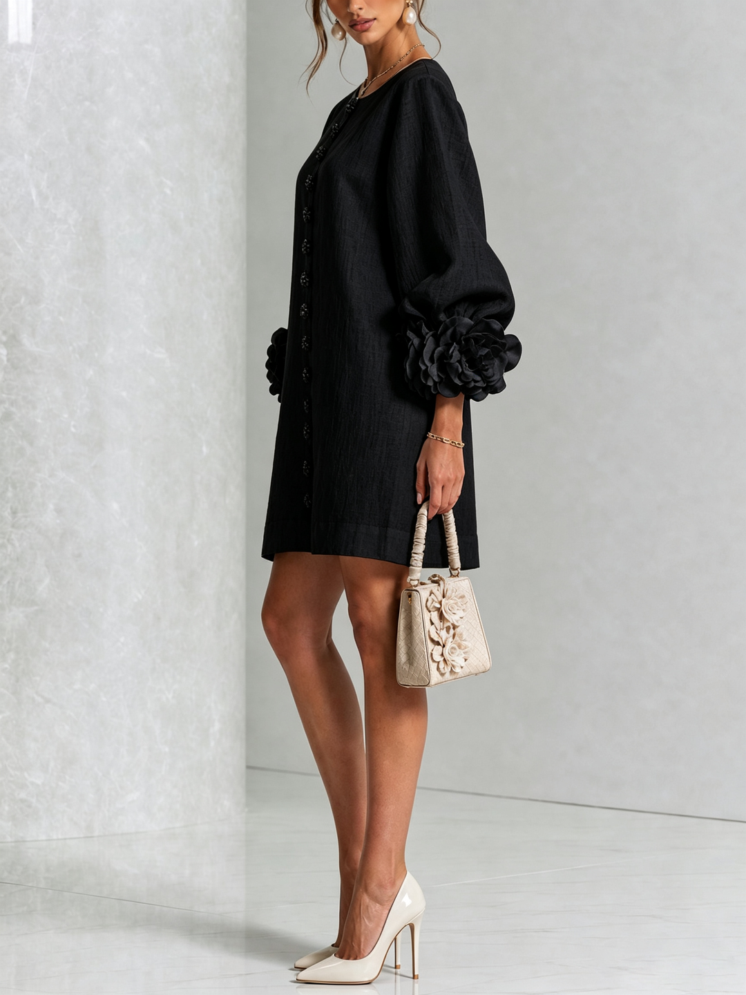 Janice | White Floral Button-down Mini Dress
