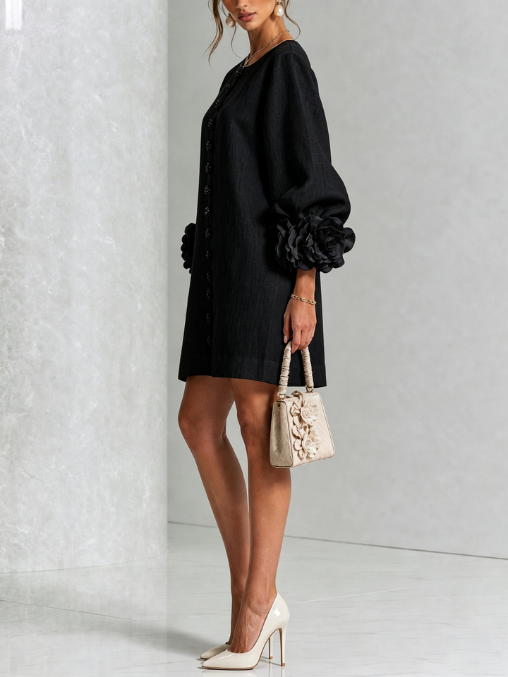 Janice | White Floral Button-down Mini Dress