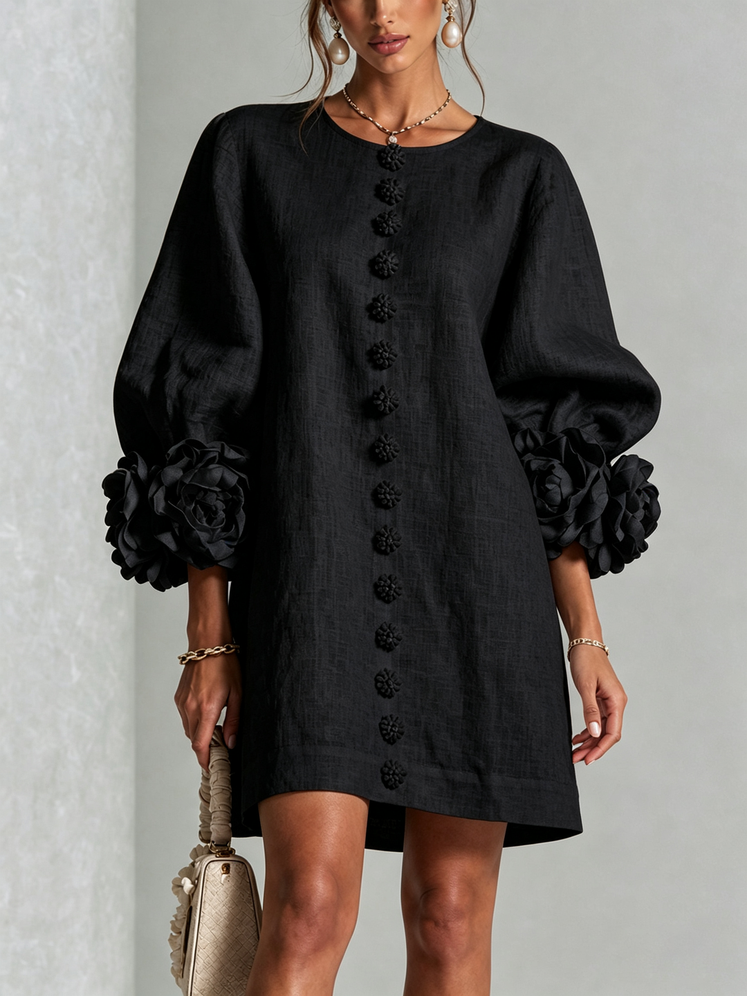 Janice | White Floral Button-down Mini Dress