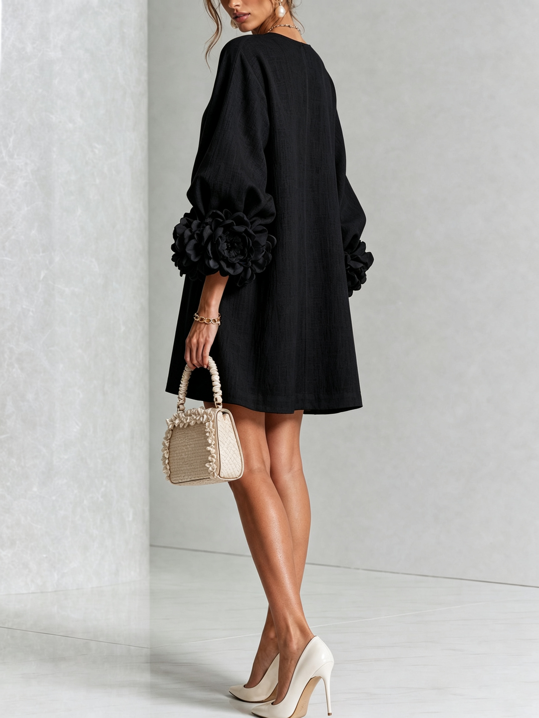 Janice | White Floral Button-down Mini Dress