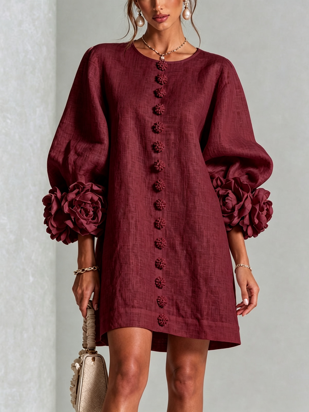 Janice | White Floral Button-down Mini Dress