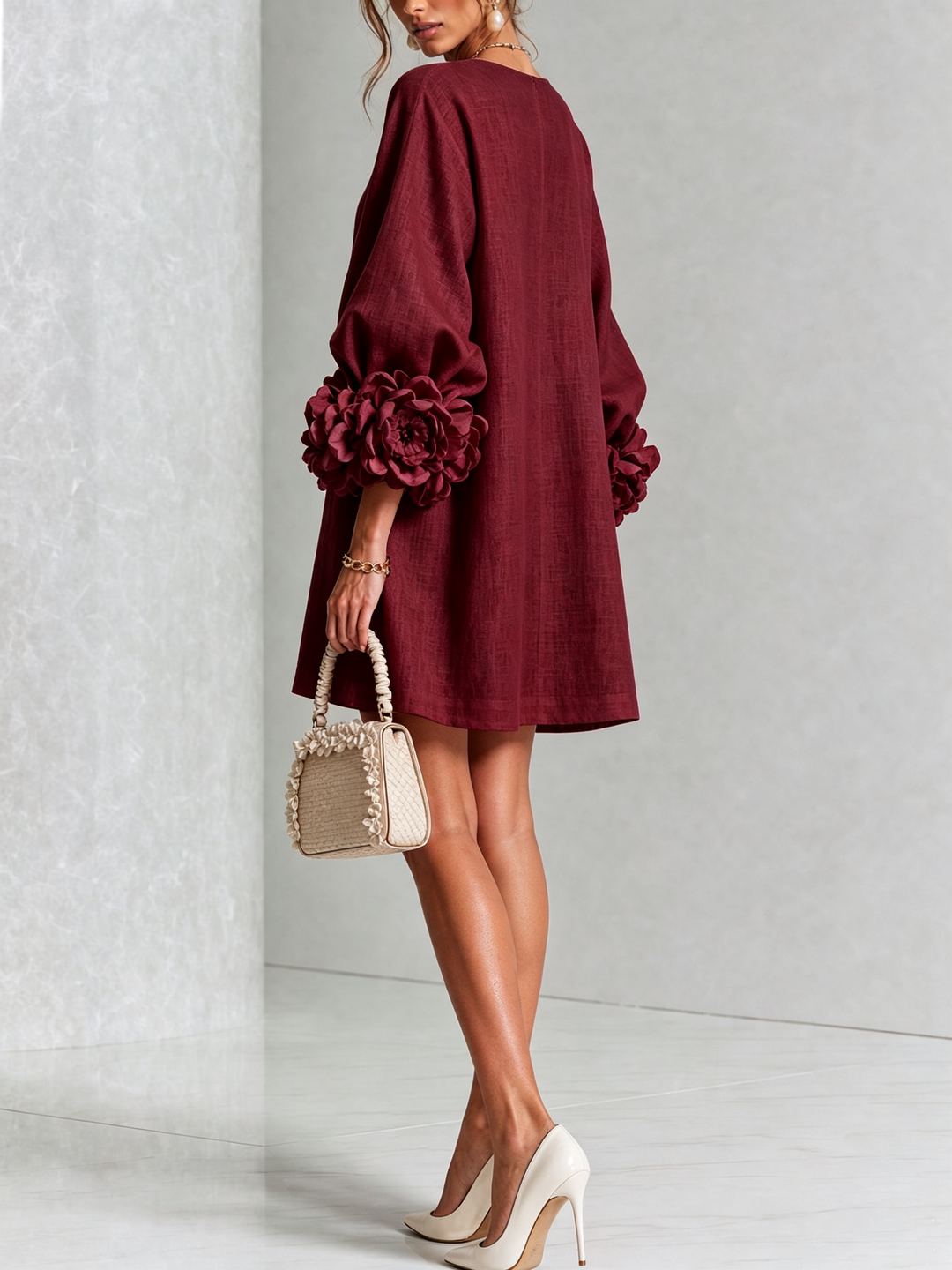 Janice | White Floral Button-down Mini Dress