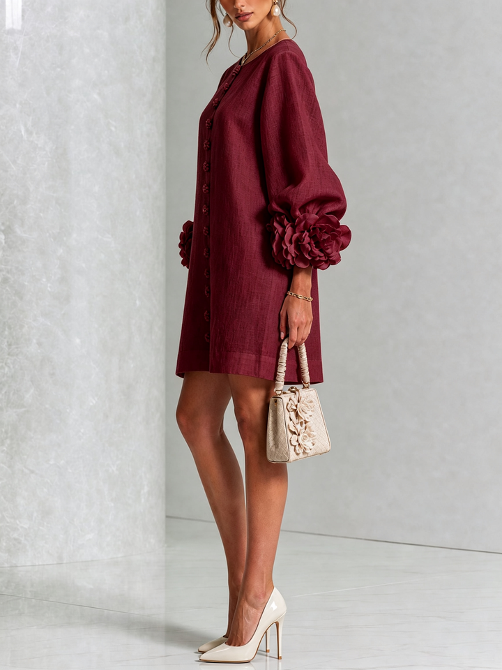 Janice | White Floral Button-down Mini Dress