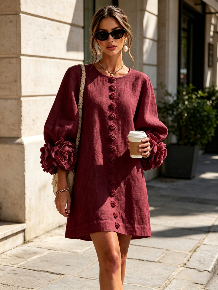 Janice | White Floral Button-down Mini Dress