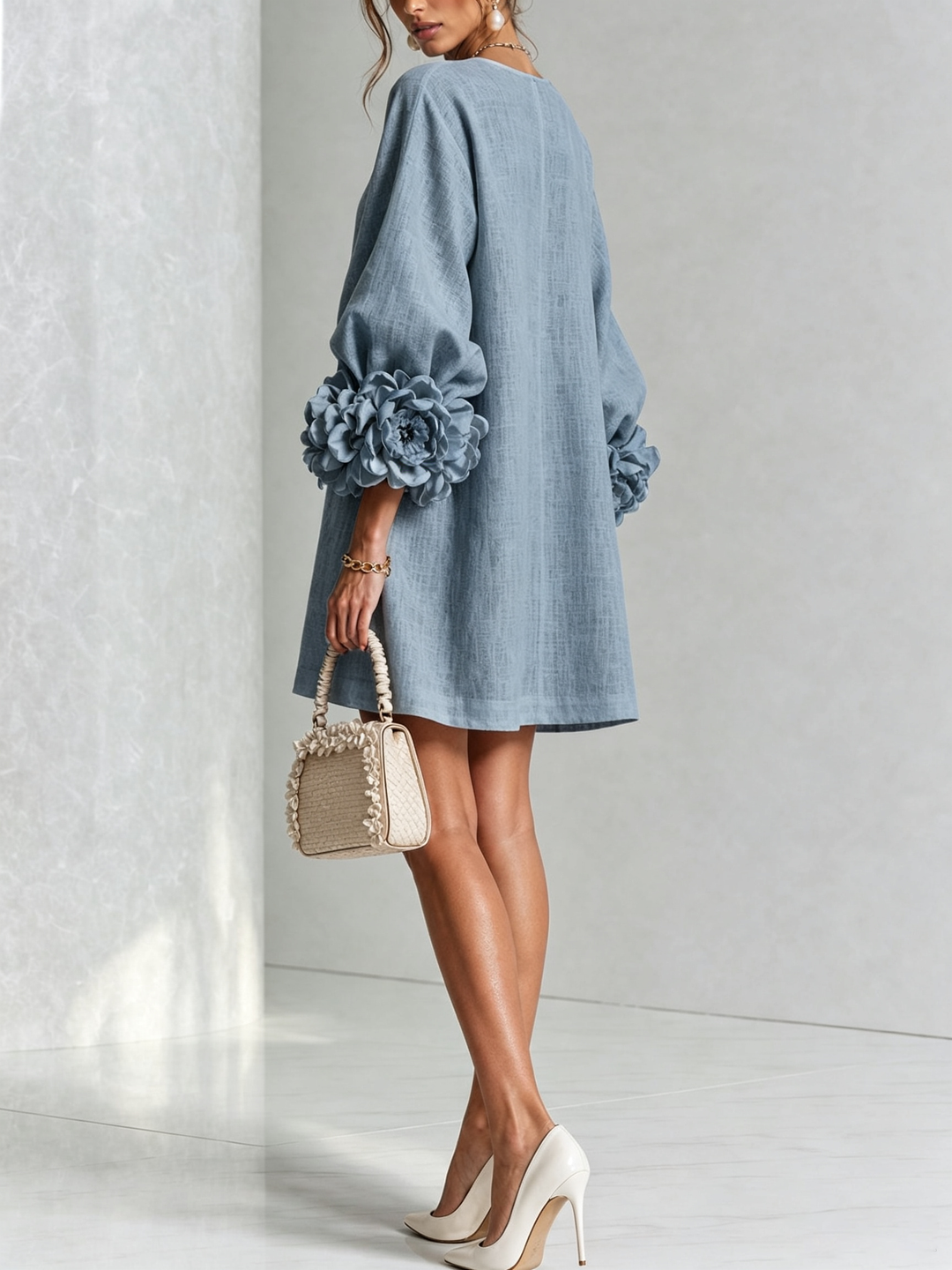 Janice | White Floral Button-down Mini Dress
