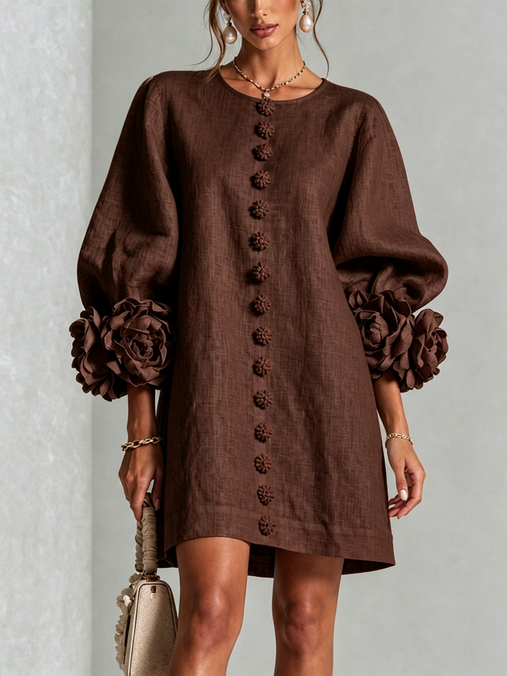 Janice | White Floral Button-down Mini Dress