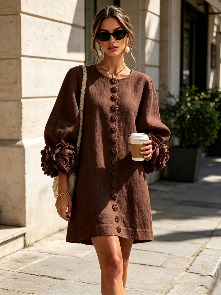 Janice | White Floral Button-down Mini Dress